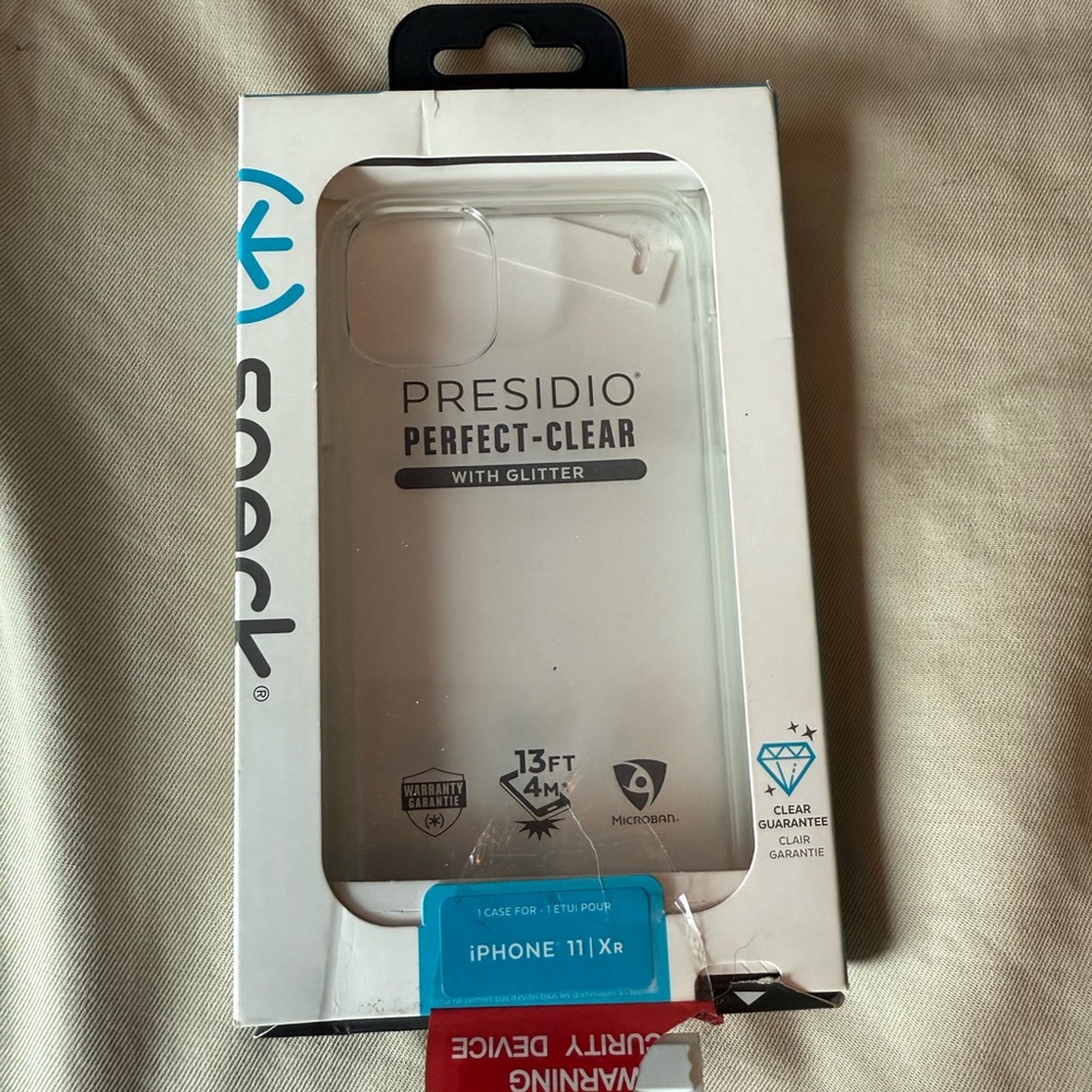 Speck Clear glitter iPhone 11 Case with Antimicrobial Protection NWT